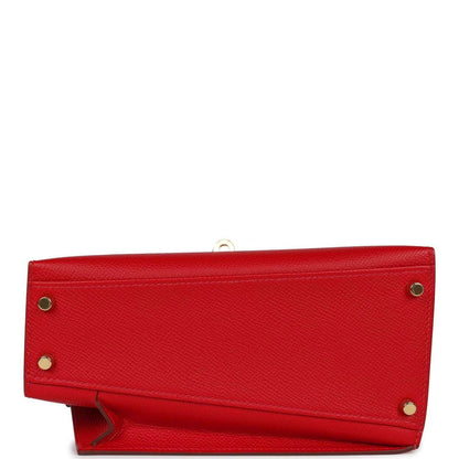 Hermes Kelly Sellier en Desordre 20 Rouge De Coeur Epsom Gold Hardware