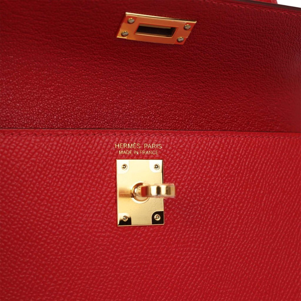 Hermes Kelly Sellier en Desordre 20 Rouge De Coeur Epsom Gold Hardware