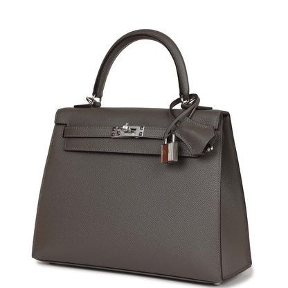 Hermes Kelly Sellier 25 Gris Meyer Epsom Palladium Hardware