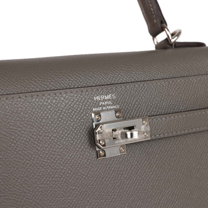 Hermes Kelly Sellier 25 Gris Meyer Epsom Palladium Hardware