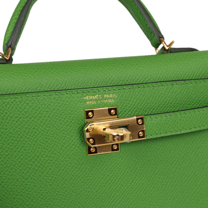 Hermes Kelly Sellier 20 Vert Yucca Epsom Gold Hardware