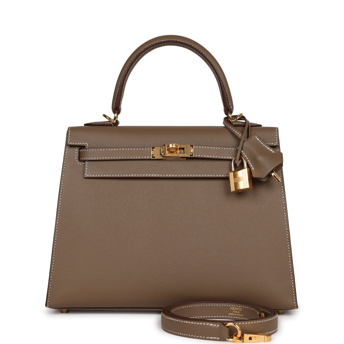 Hermes Kelly Sellier 25 Etoupe Epsom Gold Hardware