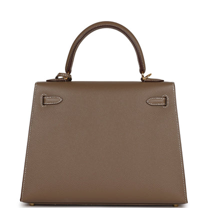 Hermes Kelly Sellier 25 Etoupe Epsom Gold Hardware