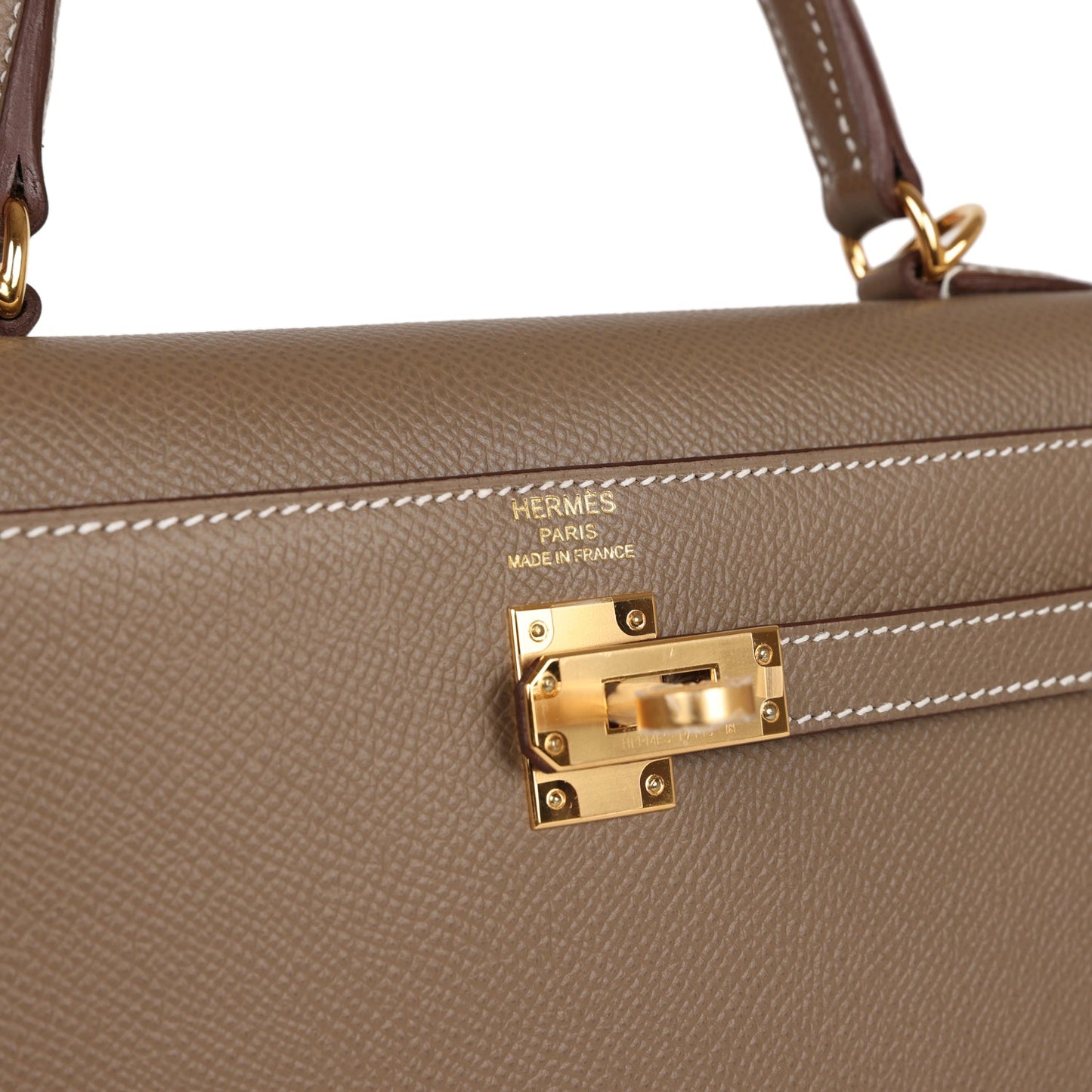 Hermes Kelly Sellier 25 Etoupe Epsom Gold Hardware