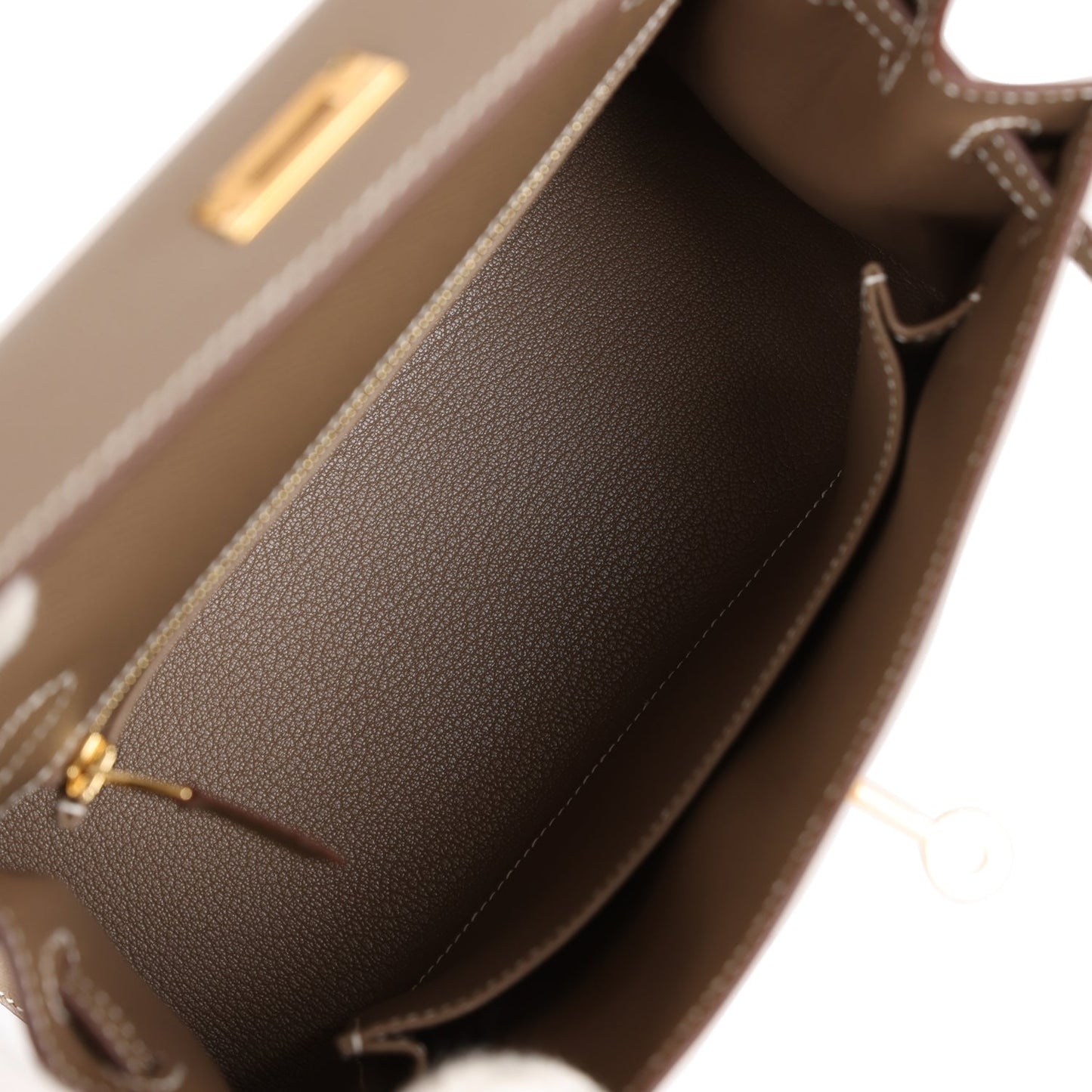 Hermes Kelly Sellier 25 Etoupe Epsom Gold Hardware