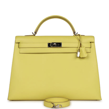 Hermes Kelly Sellier 40 Lime Epsom Palladium Hardware