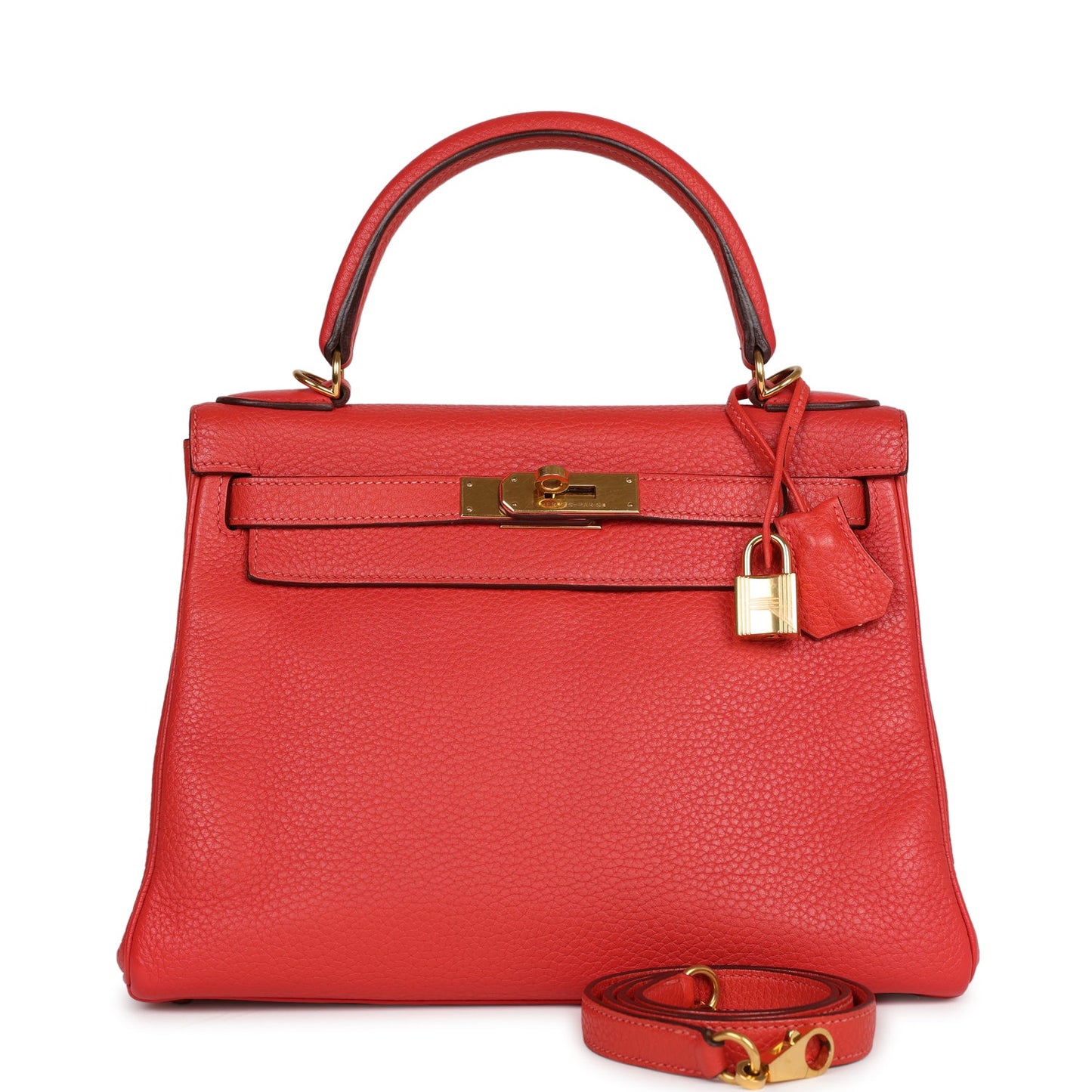 Hermes Kelly Retourne 28 Rouge Pivoine Togo Gold Hardware