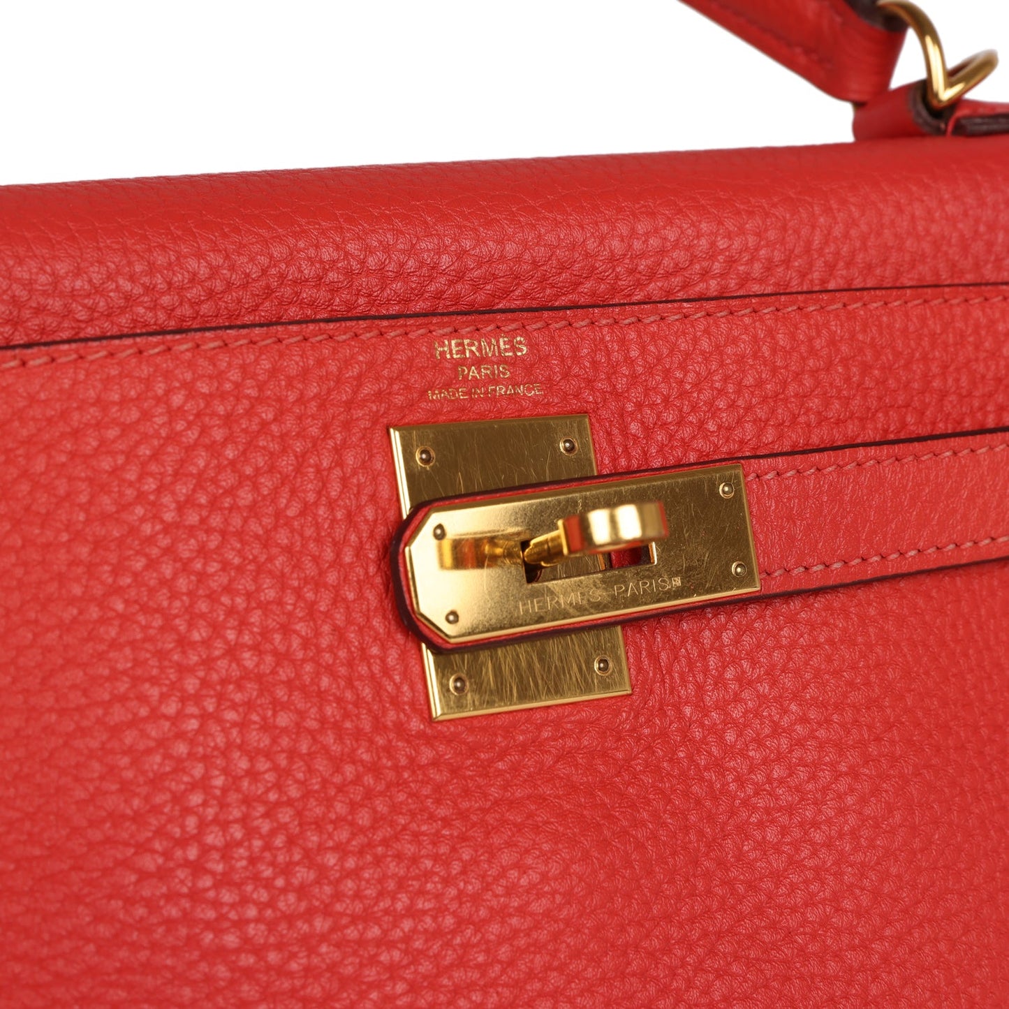 Hermes Kelly Retourne 28 Rouge Pivoine Togo Gold Hardware