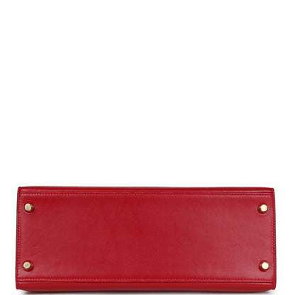 Hermes Kelly Sellier 28 Rouge Vif Tadelakt Gold Hardware