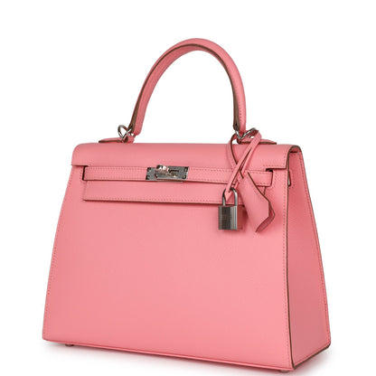 Hermes Kelly Sellier 25 Rose Confetti Epsom Palladium Hardware