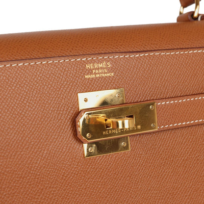 Vintage Hermes Kelly Sellier 32 Gold Courcheval Gold Hardware