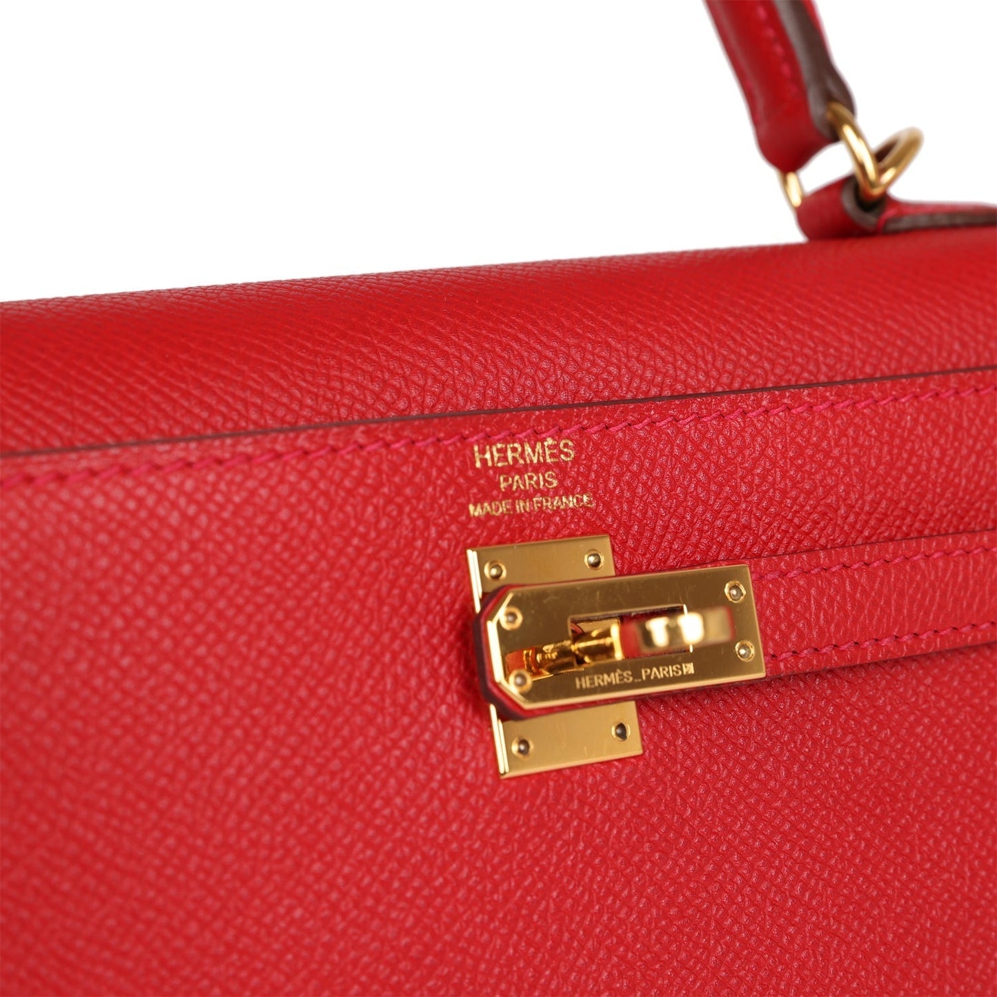 Hermes Kelly Sellier 25 Rouge Casaque Epsom Gold Hardware