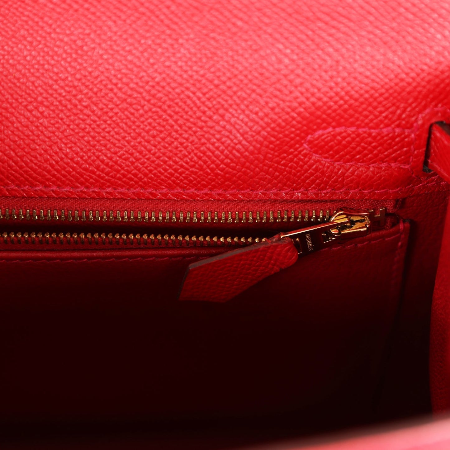 Hermes Kelly Sellier 25 Rouge Casaque Epsom Gold Hardware