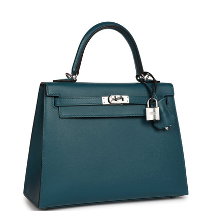 Hermes Kelly Sellier 25 Vert Bosphore Verso Madame Palladium Hardware