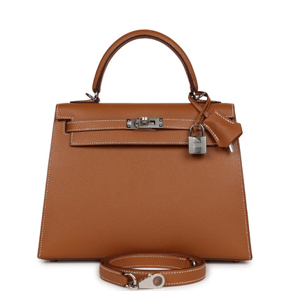 Hermes Kelly Sellier 25 Gold Epsom Palladium Hardware