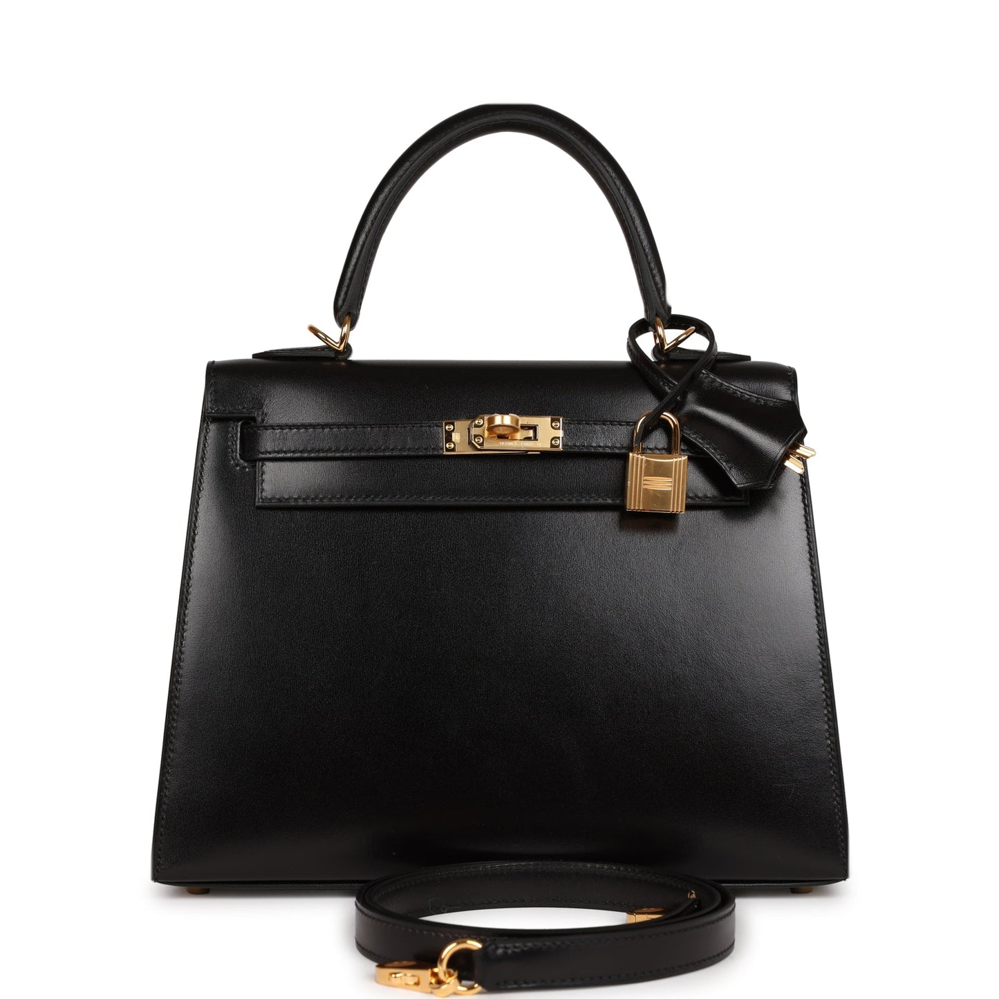 Hermes Kelly Sellier 25 Black Box Gold Hardware