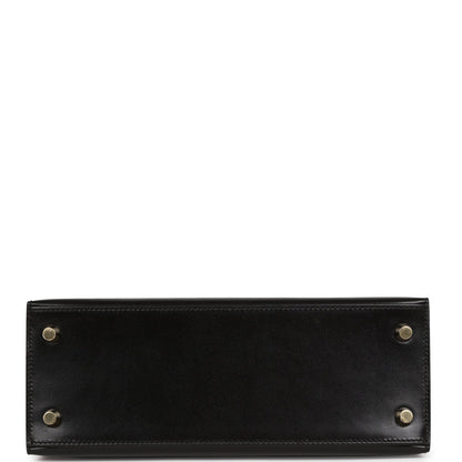 Hermes Kelly Sellier 25 Black Box Gold Hardware