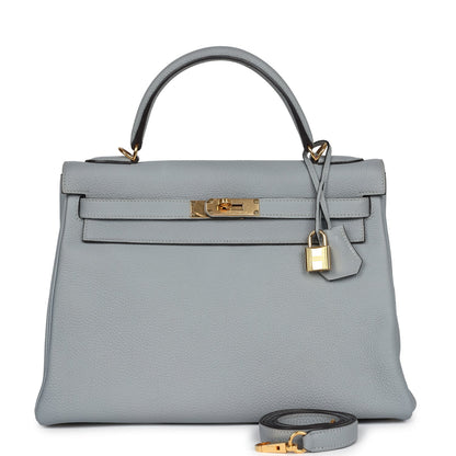 Hermes Kelly Retourne 32 Bleu Glacier Togo Gold Hardware