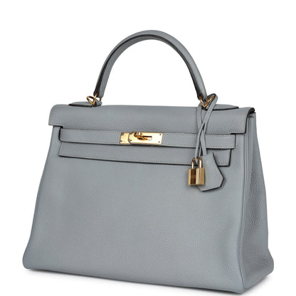 Hermes Kelly Retourne 32 Bleu Glacier Togo Gold Hardware