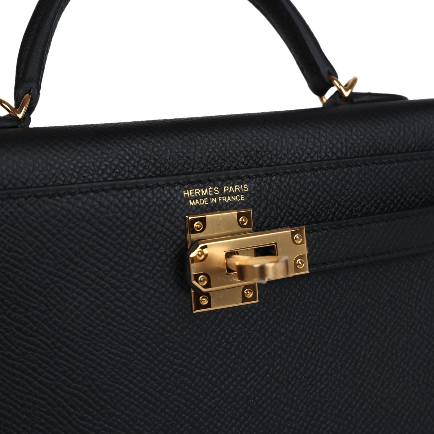 Hermes Kelly Sellier 20 Black Epsom Gold Hardware