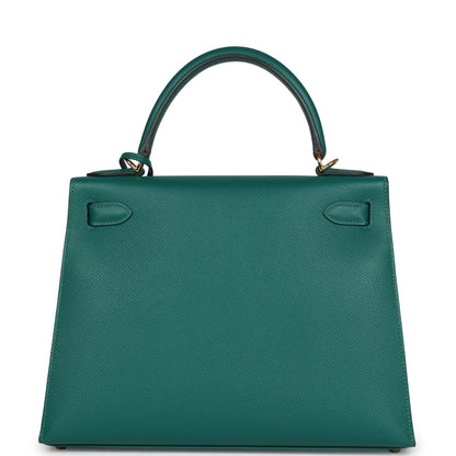 Hermes Kelly Sellier 28 Malachite Epsom Gold Hardware