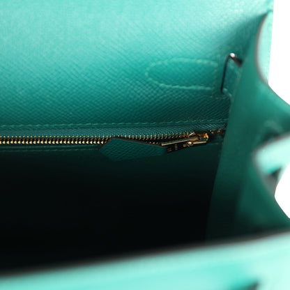 Hermes Kelly Sellier 28 Malachite Epsom Gold Hardware