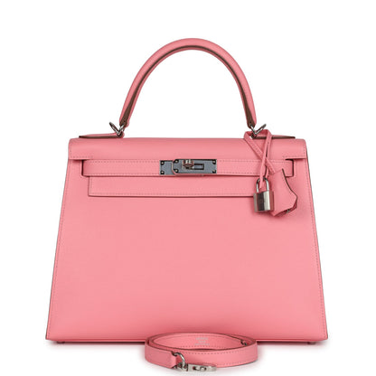 Hermes Kelly Sellier 28 Rose Confetti Epsom Palladium Hardware