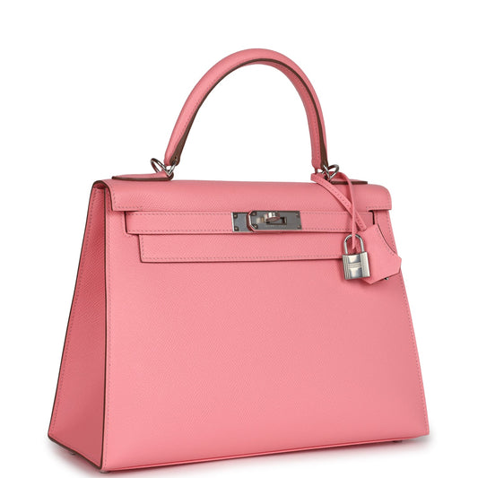 Hermes Kelly Sellier 28 Rose Confetti Epsom Palladium Hardware