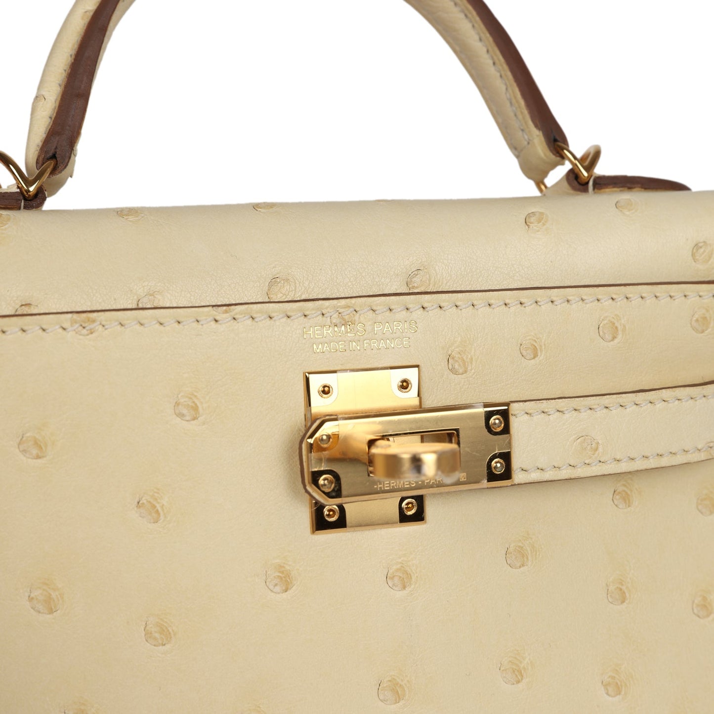 Hermes Kelly Sellier 20 Vanille Ostrich Gold Hardware