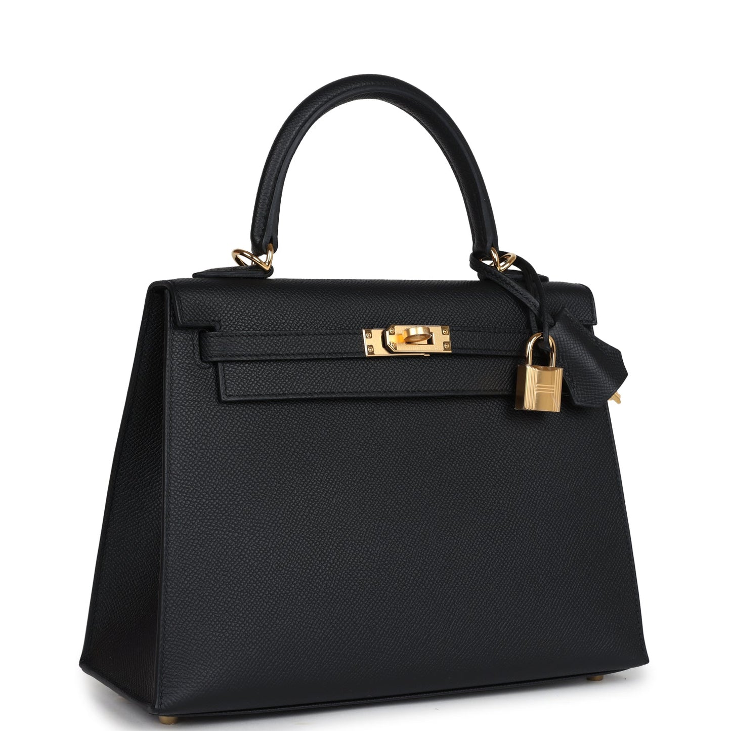 Hermes Kelly Sellier 25 Black Epsom Gold Hardware