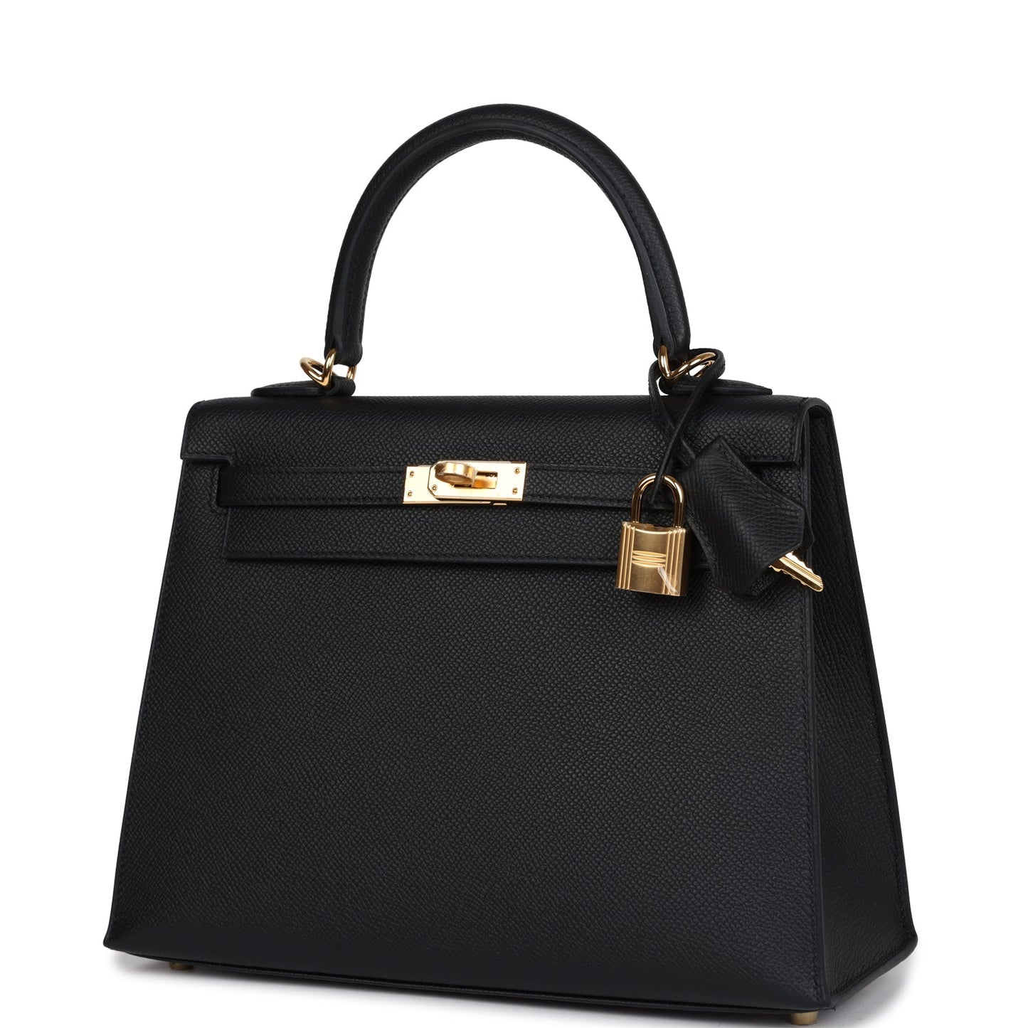 Hermes Kelly Sellier 25 Black Epsom Gold Hardware