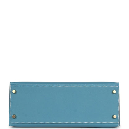 Hermes Kelly Sellier 28 Blue Jean Epsom Gold Hardware