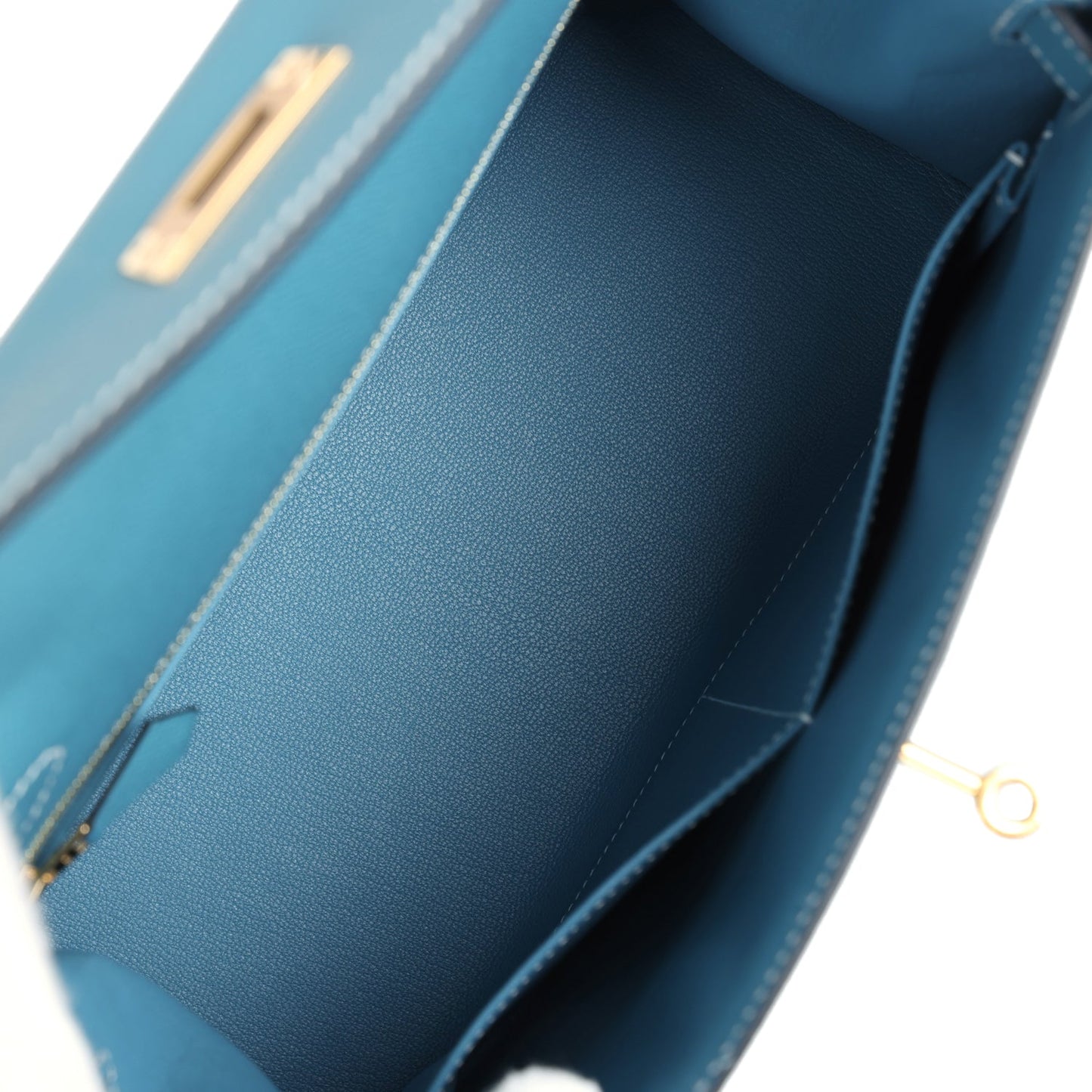 Hermes Kelly Sellier 28 Blue Jean Epsom Gold Hardware