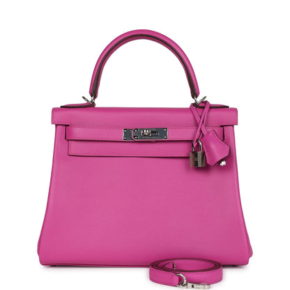 Hermes Kelly Retourne 28 Magnolia Evercolor Palladium Hardware