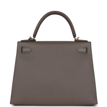 Hermes Kelly Sellier 28 Etain Epsom Gold Hardware