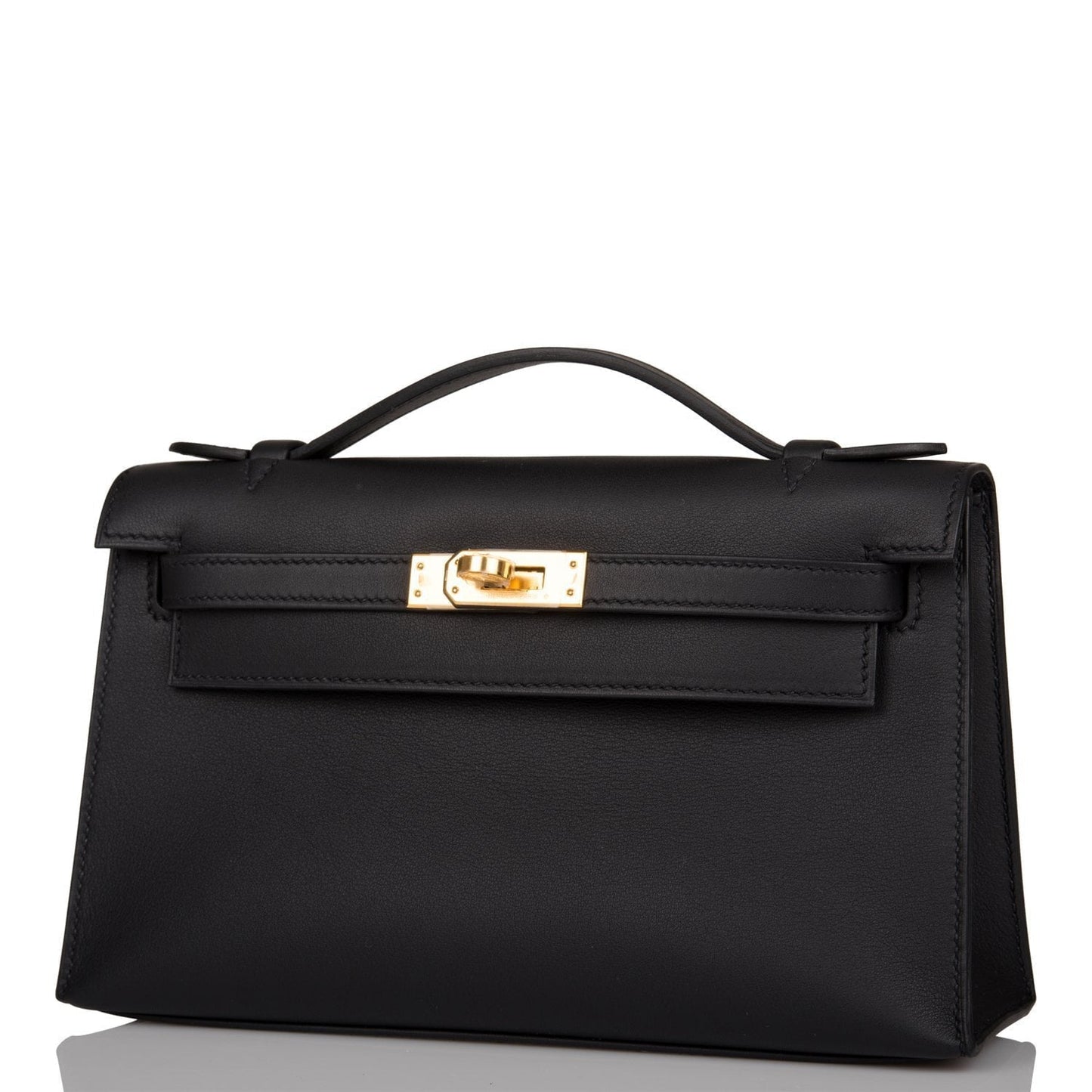 Hermes Kelly Pochette Black Swift Gold Hardware