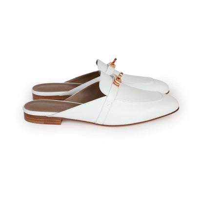 Hermes Oz Mule White Calfskin Rose Gold Hardware 40.5