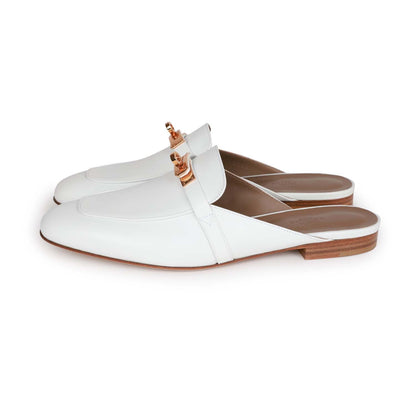 Hermes Oz Mule White Calfskin Rose Gold Hardware 40.5