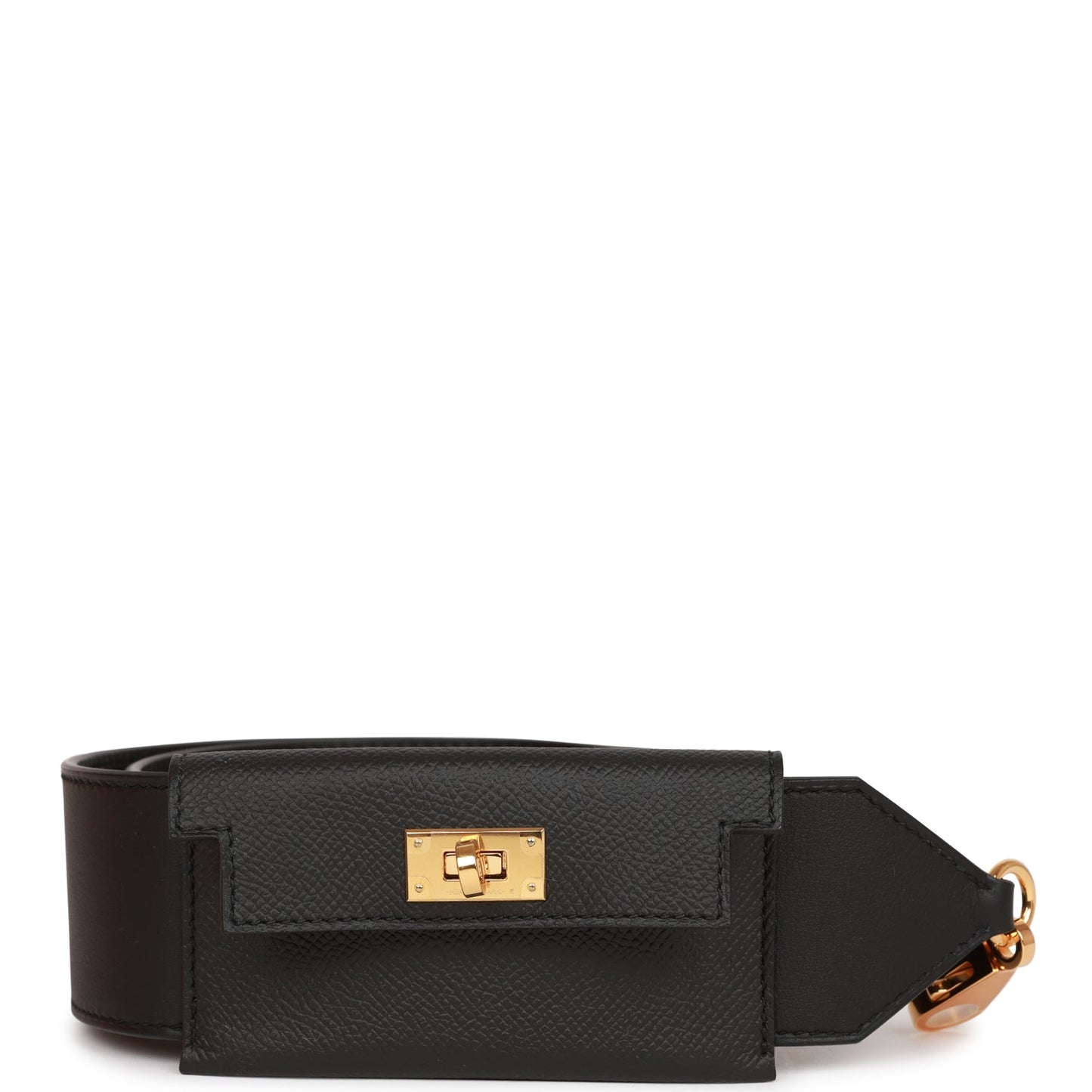 Hermes Kelly Pocket Bag Strap 85 Black Epsom and Swift Gold Hardware