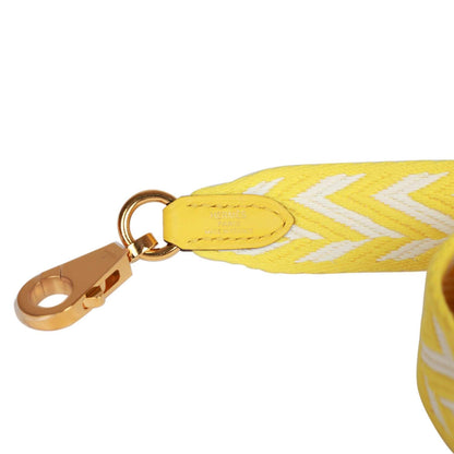 Hermes Shoulder Strap 25mm Jaune de Naples and White Canvas and Swift Gold Hardware