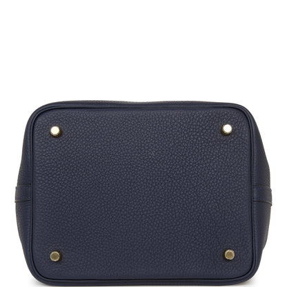 Hermes Picotin Lock 22 Bleu Nuit Clemence Gold Hardware