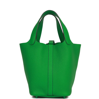 Hermes Monochrome Picotin 18 Bambou Clemence Green Hardware