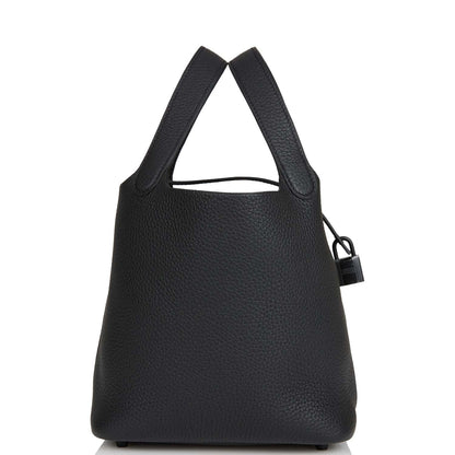 Hermes Monochrome Picotin 18 Black Clemence Black Hardware