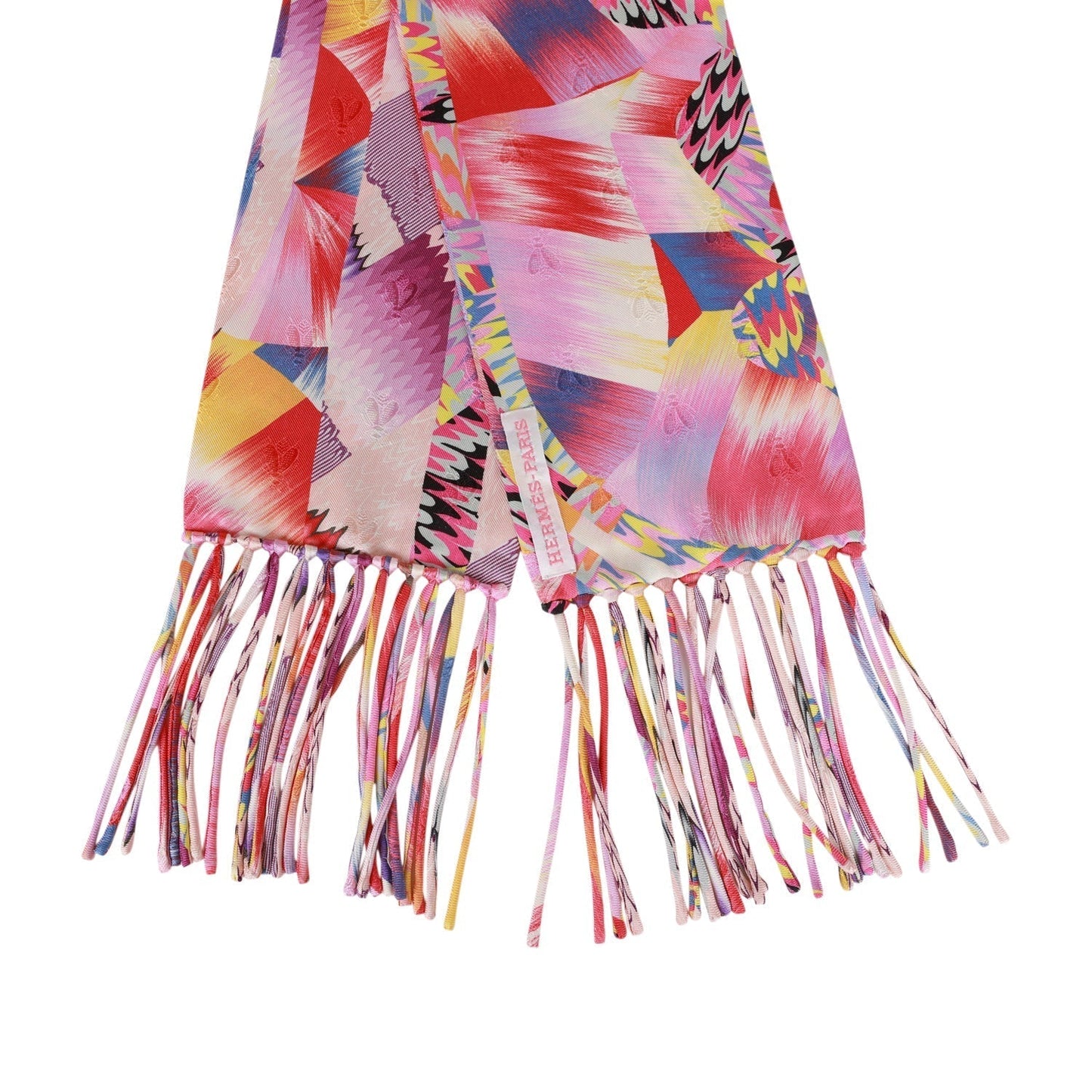 Hermes Fine Echarpe Marble All Over Fringed Silk Muffler Scarf