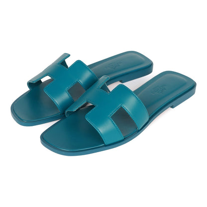 Hermes Oran Sandals Emeraude Calfskin 37