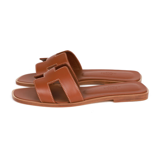 Hermes Oran Sandals Gold Box Calfskin 36