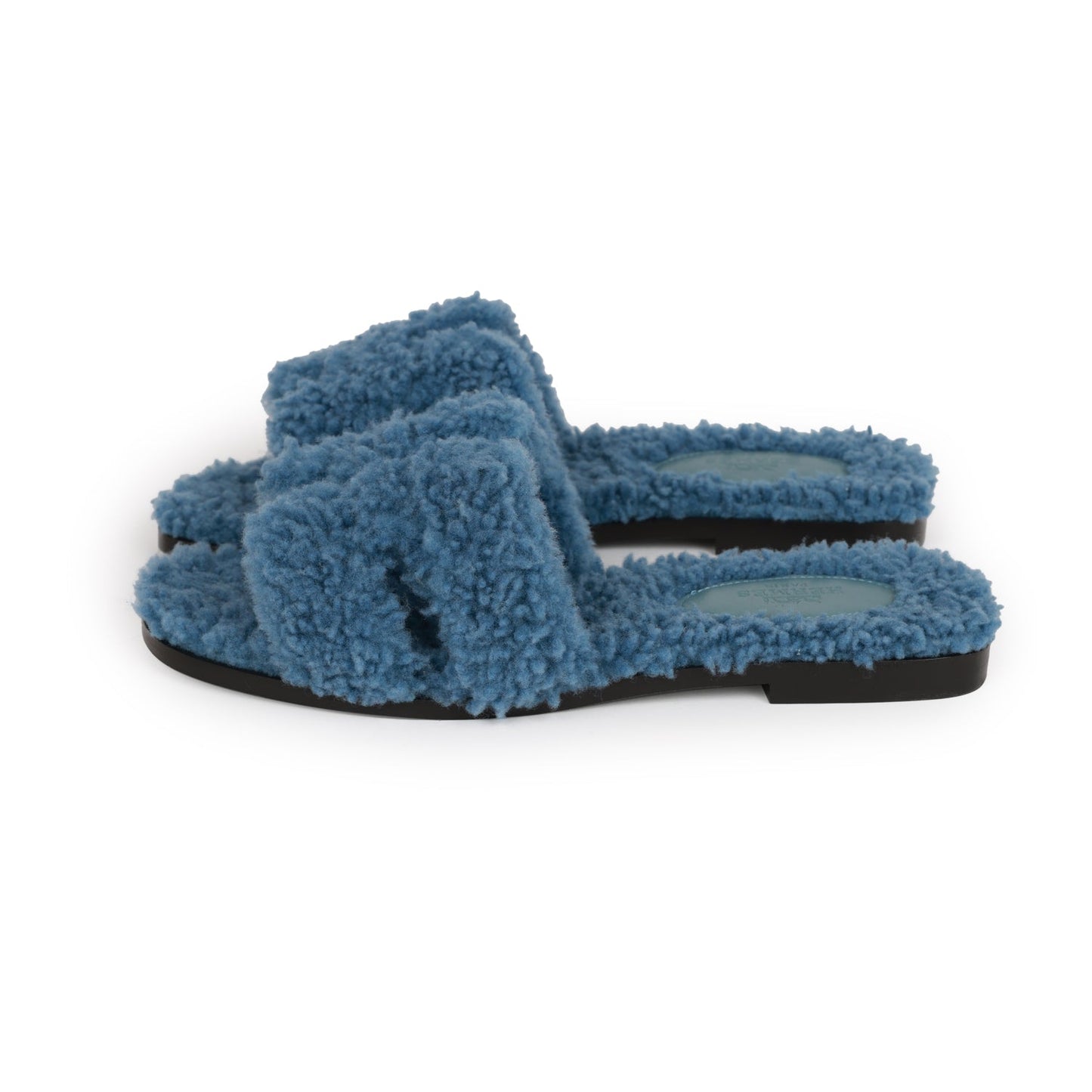 Hermes Oran Sandals Bleu Woolskin 36