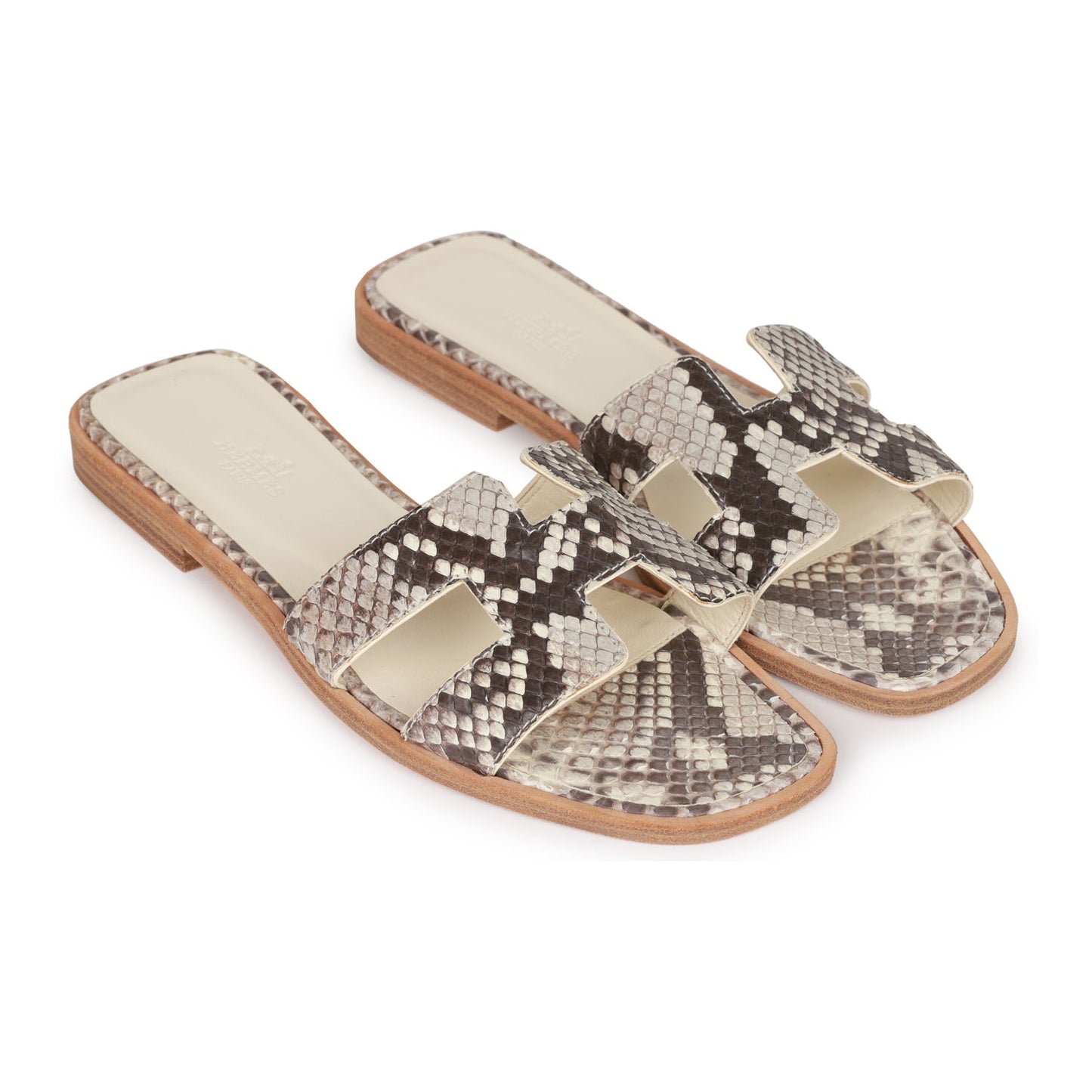 Hermes Oran Sandals Natural Python 37