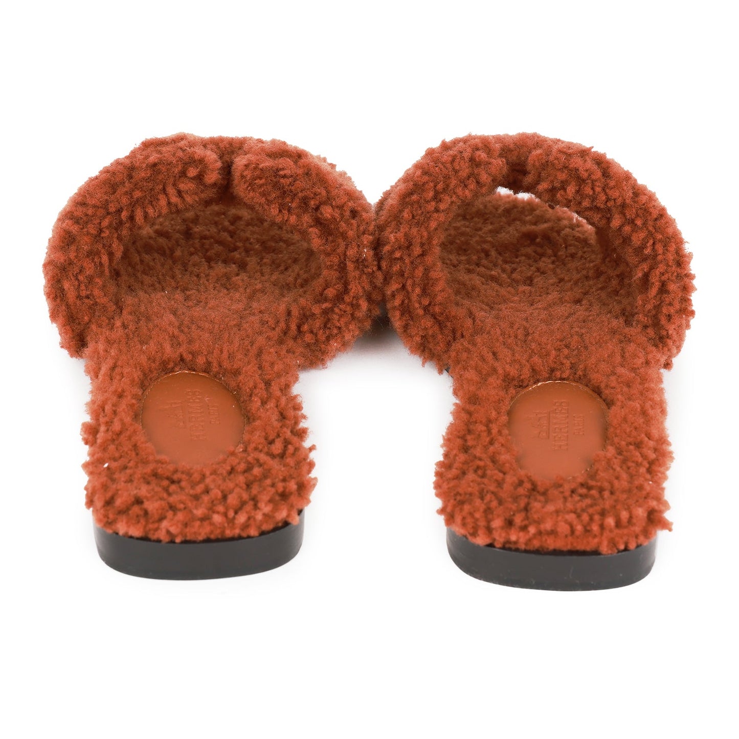 Hermes Oran Sandals Cognac Woolskin 36.5