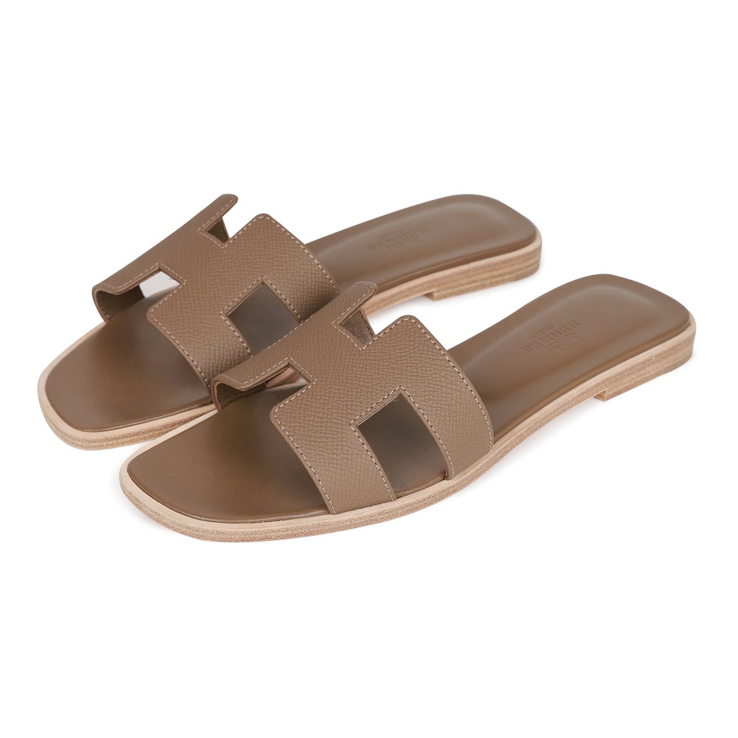 Hermes Oran Sandals Etoupe Epsom 36.5